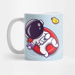 Cute Astronaut Summer Floating On Beach With Balloon Mug